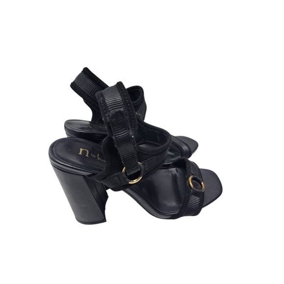 N by Nicole Miller Blankslate open-toe black block heel sandals 7.5 - Picture 2 of 10
